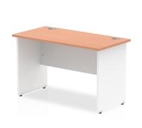 Impulse Panel End 1200/600 Rectangle Desk Beech Top White - TT000087