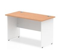 Impulse Panel End 1200/600 Rectangle Desk Oak Top White - TT000089