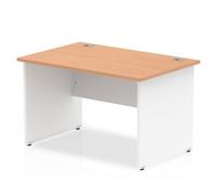 Impulse Panel End 1200 Rectangle Desk Oak Top White Panels - TT000005