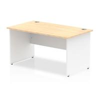 Impulse Panel End 1400 Rectangle Desk Maple Top White - TT000110