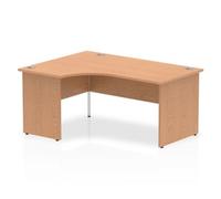 Impulse 1600mm Left Crescent Desk Oak Top Panel End Leg I000844