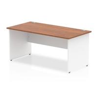 Impulse Panel End 1600 Rectangle Desk Walnut Top White - TT000013