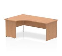 Dynamic Radial Left Hand Crescent Desk Oak MFC Panel End Leg Oak Colour Frame Impulse 1800/1200 x 600/800 x 730mm