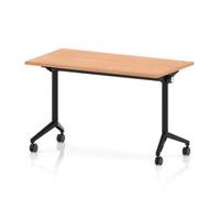 Impulse Plus Flip Top 1200 x 600mm Slimline Rectangular Table With Black Foot Oak Top