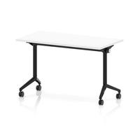 Impulse Plus Flip Top 1200 x 600mm Slimline Rectangular Table With Black Foot White Top