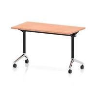 Impulse Plus Flip Top 1200 x 600mm Slimline Rectangular Table With Chrome Foot Beech Top