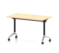 Impulse Plus Flip Top 1200 x 600mm Slimline Rectangular Table With Chrome Foot Maple Top