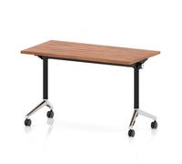 Impulse Plus Flip Top 1200 x 600mm Slimline Rectangular Table With Chrome Foot Walnut Top