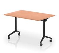 Impulse Plus Flip Top 1200mm Rectangular Table With Black Foot Beech Top