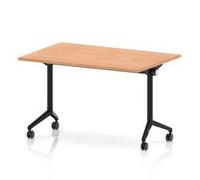 Impulse Plus Flip Top 1200mm Rectangular Table With Black Foot Oak Top