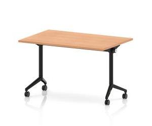 Impulse Plus Flip Top 1200mm Rectangular Table With Black Foot Oak Top