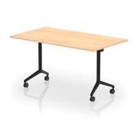 Impulse Plus Flip Top 1400mm Rectangular Table With Black Foot Maple Top