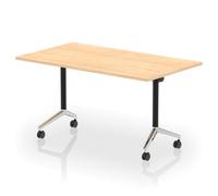 Impulse Plus Flip Top 1400mm Rectangular Table With Chrome Foot Maple Top