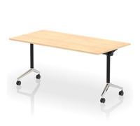 Impulse Plus Flip Top 1600mm Rectangular Table With Chrome Foot Maple Top