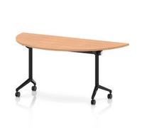 Impulse Plus Flip Top 1600mm Semi-Circle Table With Black Foot Oak Top