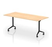Impulse Plus Flip Top 1800mm Rectangular Table With Black Foot Maple Top