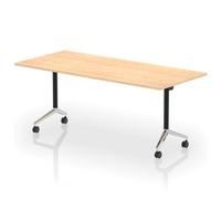 Impulse Plus Flip Top 1800mm Rectangular Table With Chrome Foot Maple Top