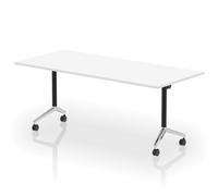 Impulse Plus Flip Top 1800mm Rectangular Table With Chrome Foot White Top