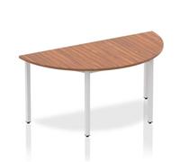 Dynamic Semicircular Table Walnut MFC Box Frame Leg Silver Frame Impulse 1600 x 800 x 725mm