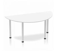 Impulse 1600 Semi Desk White Silver Leg