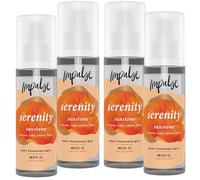 Impulse Serenity Body Spray Pack of 4 (150ml Each) - Sunstone Inspired Deodorant Spray with Ginger, Lime, Amber & Musk for a Calming Citrus-Warm Long-Lasting Freshness