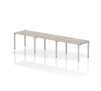 Impulse Single Row 3 Person 1200 Silver Frame Bench Desk Grey Oak