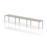 Impulse Single Row 3 Person 1600 Silver Frame Bench Desk Grey Oak