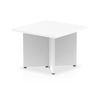 impulse square wooden coffee table in white with arrowhead leg