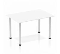 Impulse Straight Table 1200 White Post Leg Silver - BF00172