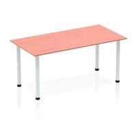 Impulse 1400mm Straight Table Beech Top Silver Post Leg BF00167