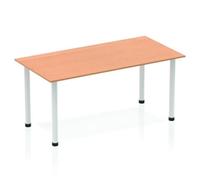 Impulse Straight Table 1400 Oak Post Leg Silver - IPLST14OAK
