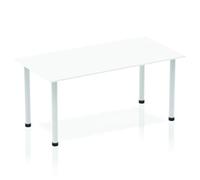 Impulse Straight Table 1400 White Post Leg Silver - IPLST14WHT