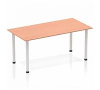 Dynamic Impulse Straight Table 1600 Beech Post Leg Silver