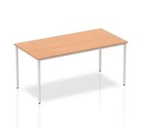 Impulse 1600mm Straight Table Oak Top Silver Box Frame Leg BF00130