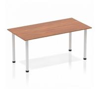 Dynamic Impulse 1600mm Straight Table Walnut Top Silver Post Leg BF001