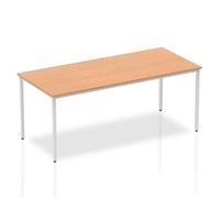 Dynamic Rectangular Straight Table Oak MFC Box Frame Leg Silver Frame Impulse 1800 x 800 x 725mm