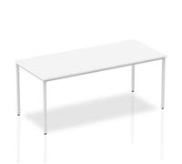 Dynamic Rectangular Straight Table White MFC Box Frame Leg Silver Frame Impulse 1800 x 800 x 725mm