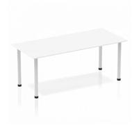 Dynamic Rectangular Straight Table White MFC Post Leg Silver Frame Impulse 1800 x 800 x 725mm