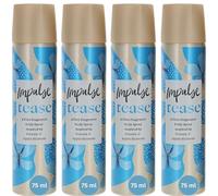 Impulse Tease Body Spray Deodorant for Women, 4 x 75ml - Long-Lasting Fruity Scent, Portable Size, All-Day Freshness