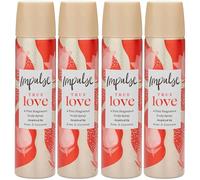 Impulse True Love Body Spray for Women 75 ml - Fruity floral fragrance with rose, coconut & white flowers for a lasting all-over scent, gentle on skin, perfect for everyday freshness,pack of4