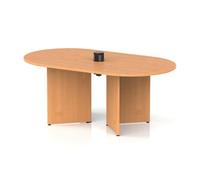 Impulse Volta 1800mm Boardroom Table With Black Pop-up Power Module Beech Top Arrowhead Leg