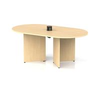 Impulse Volta 1800mm Boardroom Table With Black Pop-up Power Module Maple Top Arrowhead Leg