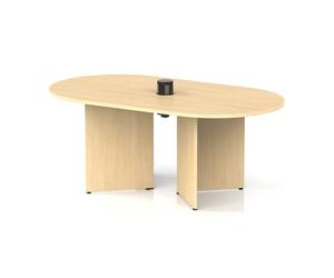Impulse Volta 1800mm Boardroom Table With Black Pop-up Power Module Maple Top Arrowhead Leg