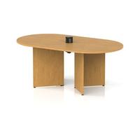 Impulse Volta 1800mm Boardroom Table With Black Pop-up Power Module Oak Top Arrowhead Leg