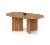 Impulse Volta 1800mm Boardroom Table With Black Pop-up Power Module Walnut Top Arrowhead Leg