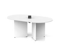Impulse Volta 1800mm Boardroom Table With Black Pop-up Power Module White Top Arrowhead Leg