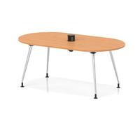 Impulse Volta 1800mm Boardroom Table With Pop-up Power Module With Silver Leg Frame Beech Top