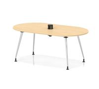 Impulse Volta 1800mm Boardroom Table With Pop-up Power Module With Silver Leg Frame Maple Top