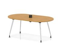 Impulse Volta 1800mm Boardroom Table With Pop-up Power Module With Silver Leg Frame Oak Top