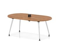 Impulse Volta 1800mm Boardroom Table With Pop-up Power Module With Silver Leg Frame Walnut Top